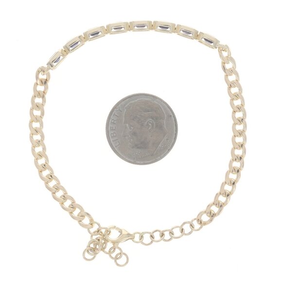 Yellow Gold Iolite Eight-Stone Bracelet 7 1/4" - 14k Emerald 1.28ctw Adjustable - Picture 4 of 5